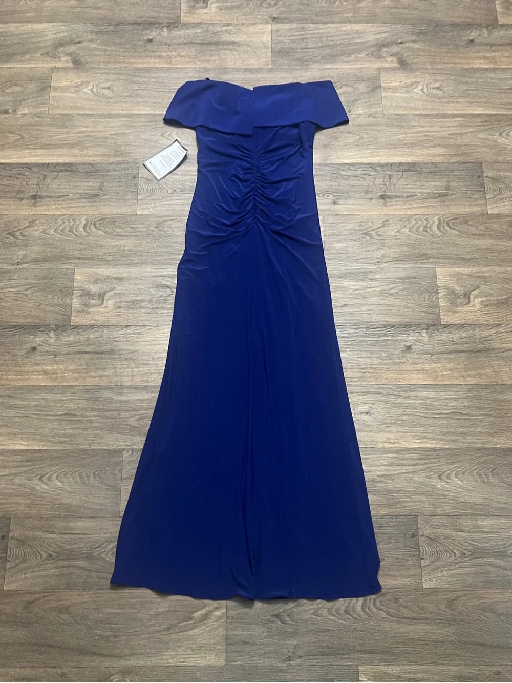 NEW X by Xscape Ruffled Off-the-Shoulder Gown Blue Size 10 Evening Formal NWT